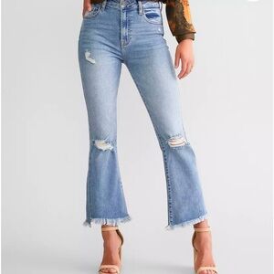 Happi High-Rise Light Blue Distressed Flare Jeans for Women - Brand New -